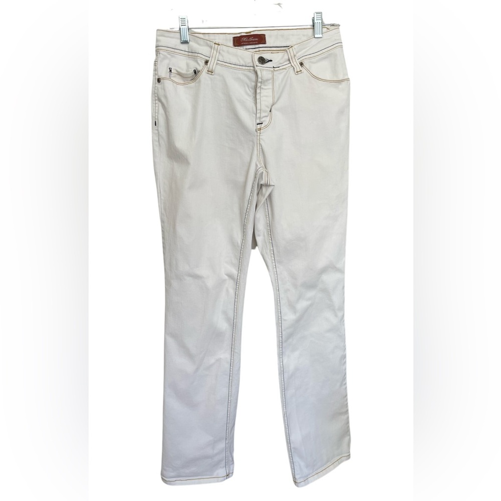 Mu White Jeans Authentic Dungarees double stitching in black and gold  Size 8